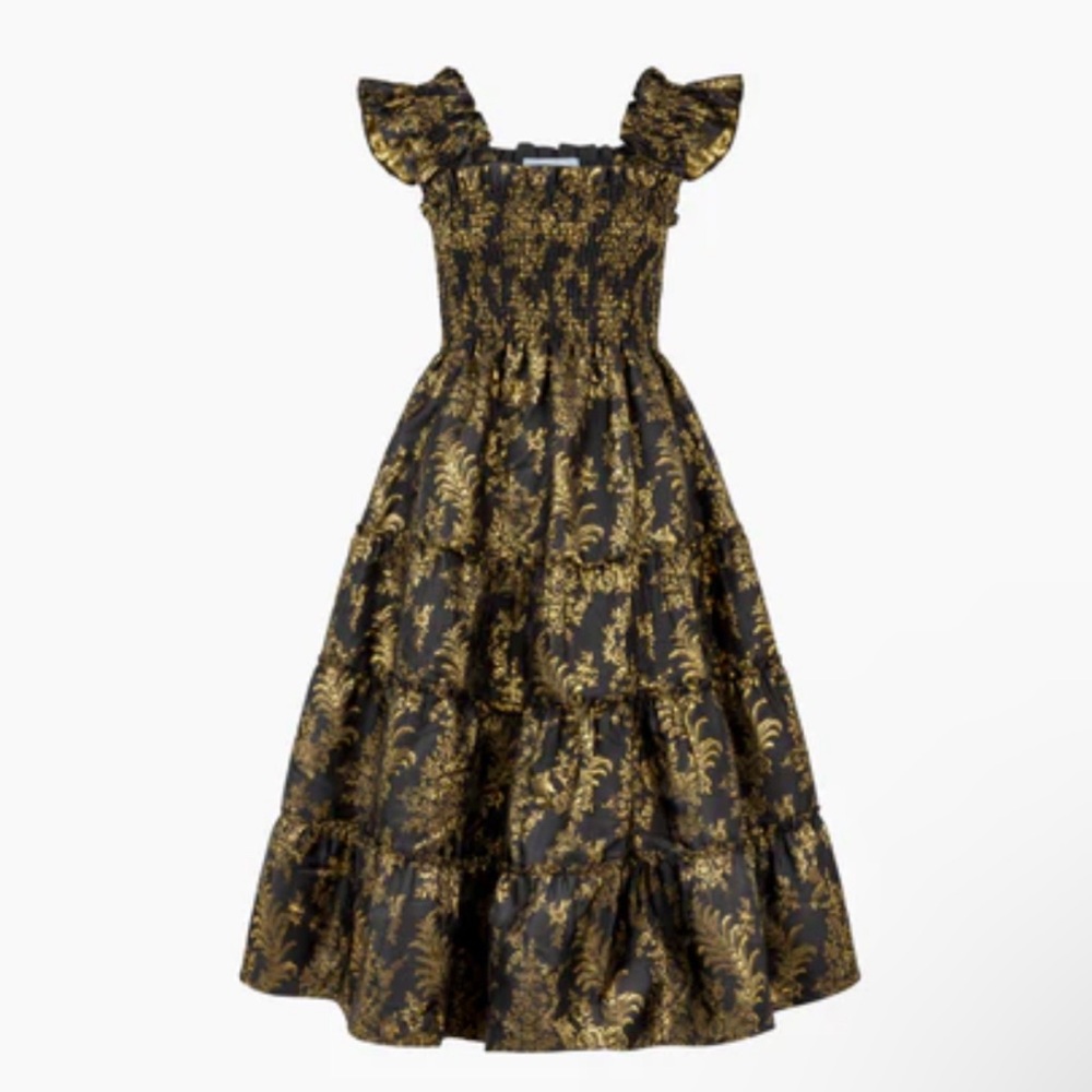 Elegant Black and Gold Midi Dress